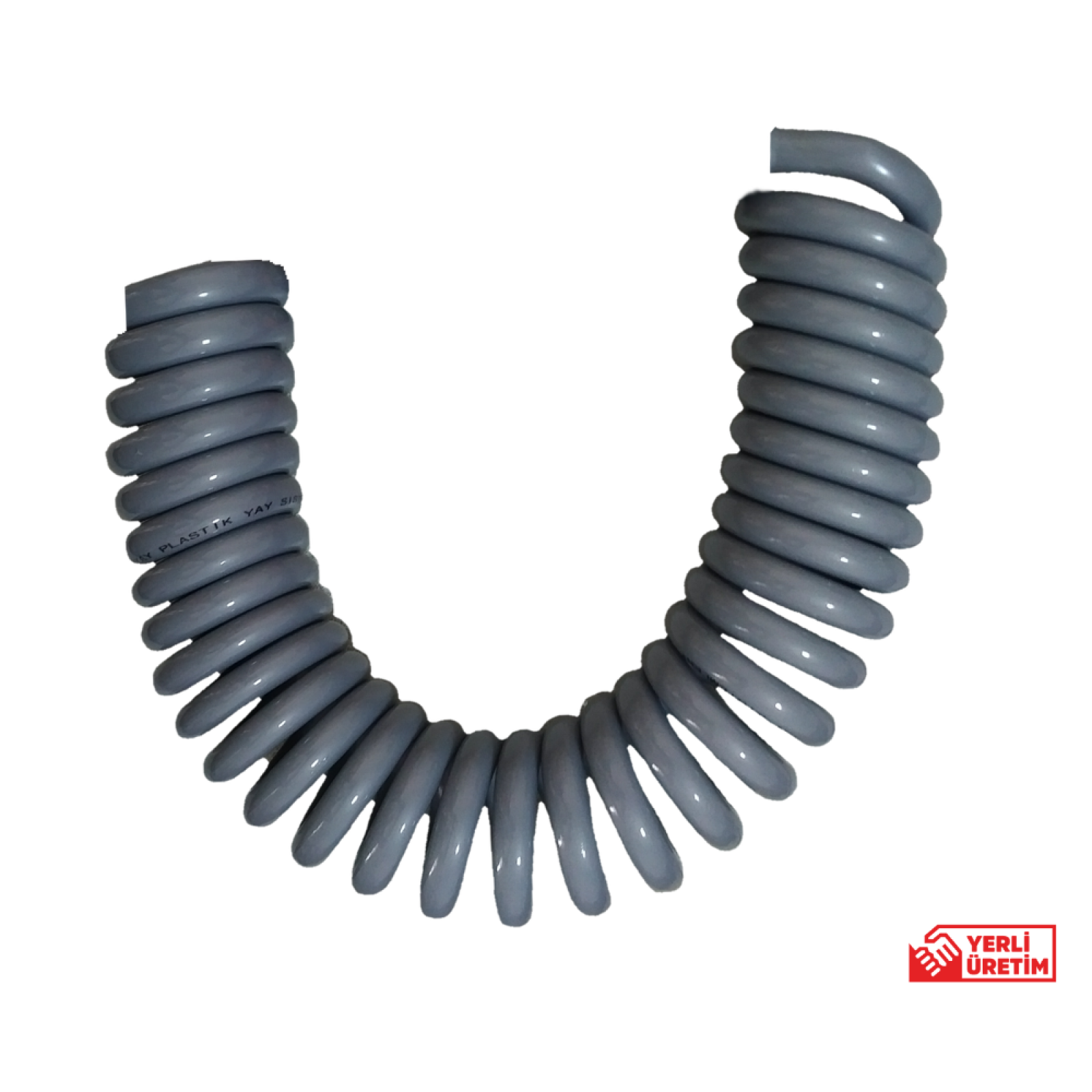 Plasyay Spiral Basınçlı Kompresör Hava Hortumu 8x14 mm 2.5 Metre Gri
